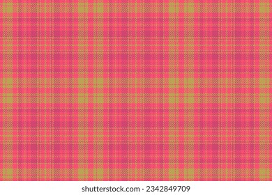 Texture background pattern of textile check seamless with a tartan plaid vector fabric in red and yellow colors.