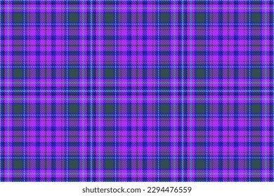 Texture background pattern. Vector textile fabric. Seamless check plaid tartan in blue and purple colors.