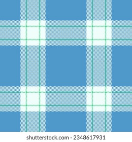 Texture background plaid of fabric vector seamless with a textile check pattern tartan in cyan and azure colors.
