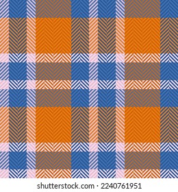El fondo de textura no tiene fisuras. Comprobar el patrón de tejido. Funda textil vectorial de tartán en colores claros y anaranjados.