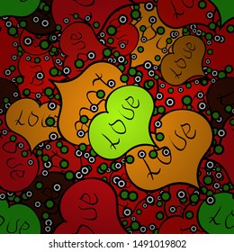 Texture background texture. Valentines day hearts. Red, yellow and black. Vector illustration.