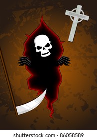 texture background with weapons, cross and danger skull