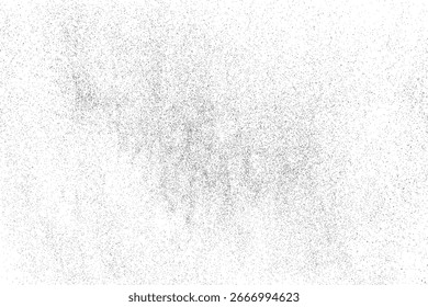 Fundo do papel de socorro. Grãos, ruído, efeito poeira. Padrão de areia. Textura rugosa granulada preta isolada em branco. Sobreposição de neve. Ilustração vetorial, EPS 10.	