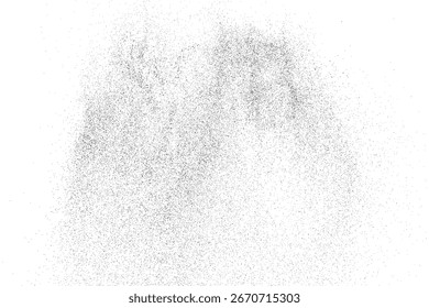 Fondo de papel de socorro. Grano, ruido, efecto polvo. Patrón de arena. Textura áspera granulada negra aislada en blanco. Superposición de nieve. Ilustración vectorial, EPS 10.	