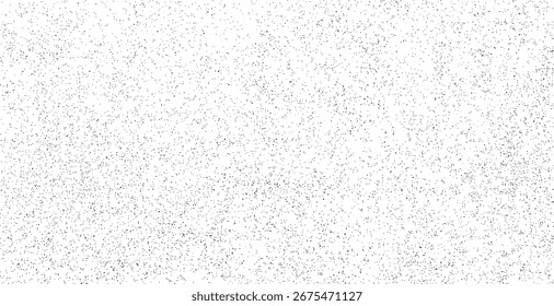 Fondo de papel de socorro. Grano, ruido, efecto polvo. Patrón de arena. Textura áspera granulada negra aislada en blanco. Superposición de nieve. Ilustración vectorial, EPS 10.	
