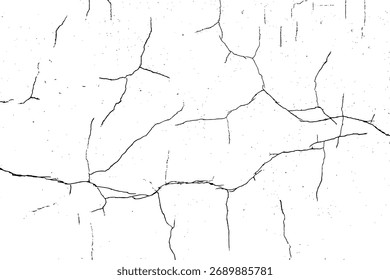 Rachaduras sobrepostas texturizadas. Textura preta angustiada. Textura granulada escura sobre fundo branco. Partículas de ruído dos grãos. Elementos de design Grunge. Ilustração vetorial, EPS 10.