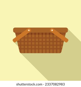 Texturkorb Symbol flache Vektorgrafik. Picnischer Strohhalm. Handling Market
