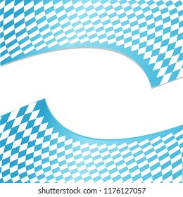 Texture of the Bavarian flag background. Oktoberfest background with blue white checkered three dimensional pattern. Two rotating Bavarian volumetric flag. Vector illustration