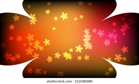 Texture of beautiful festive circular cosmic magical multi-colored colored far-away bright yellow motley swirling flowers with petals and copy space on a white vector background.