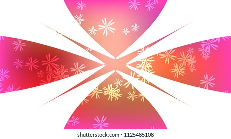 Texture of beautiful festive circular cosmic magical multicolored colored far-away bright violet iridescent variegated swirling flowers with petals and copy space on a white vector background.