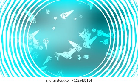 Texture of beautiful festive polygonal circular cosmic magical multi-colored colored far-away bright blue motley swirling galaxies, stars and copy space on a white vector background.