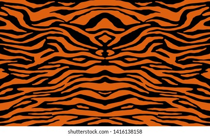 Texture of bengal tiger fur, orange stripes pattern. Animal skin print. Safari background. Vector