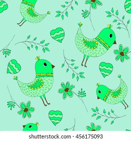 texture with birds green