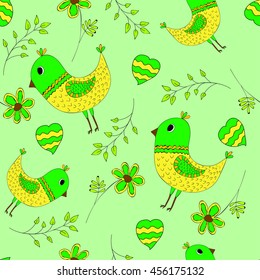 texture with birds green