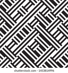 Texture with black bands. Vector seamless pattern.  Monochrome geometric pattern. Pattern with 50% black  bands and 50%  white bands.