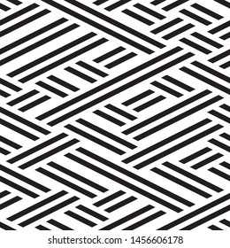 Texture with black bands. Vector seamless pattern.  Monochrome geometric pattern. 