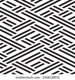 Texture with black bands. Vector seamless pattern.  Monochrome geometric pattern. 
