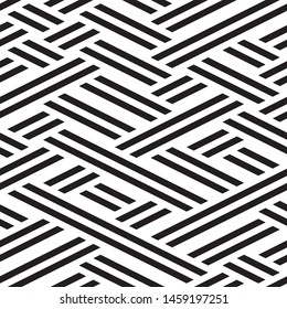 Texture with black bands. Vector seamless pattern.  Monochrome geometric pattern. 