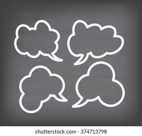 Texture of black chalk board with callout doodle set