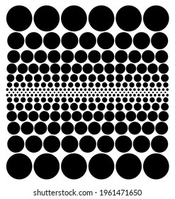 Texture of black dots and circles on a white background. Monochrome halftone comic strip.