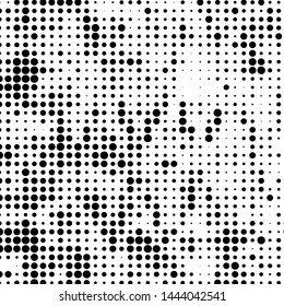 Texture of black dots on white background. Monochrome halftone comic