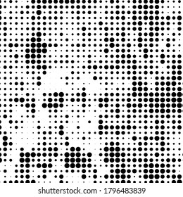 Texture of black dots on white background. Monochrome halftone comic