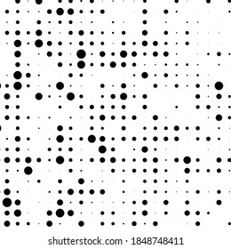 Texture of black dots on white background. Monochrome halftone comic