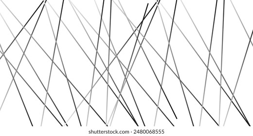 Texture of black long line geometric on white background. Vertical background with chaotic thin lines. Simple rectangular vector illustration. Abstract white background with black lines. 