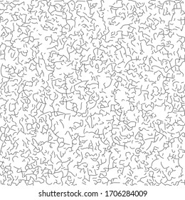 Textura de líneas geométricas enredadas en negro sobre fondo blanco. Curvas abstractas y desordenadas que se intersectan en orden caótico. No es un patrón impecable. Fondo superpuesto de color. Ilustración vectorial EPS8.