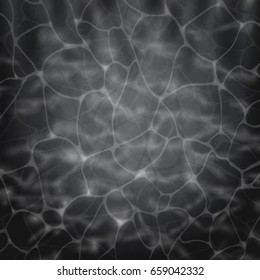 Texture of black water surface. Pool water. Overhead view. Black and white wave. Vector illustration nature background.