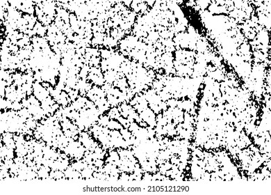 Die Textur ist schwarz-weiß. Abgetragene Oberfläche. Grunge Muster aus Staub, Schmutz, Kratzern, Pommes frites