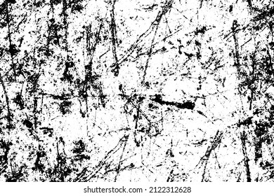 The texture is black and white. Worn surface. Grunge pattern of dust, dirt, scratches, chips