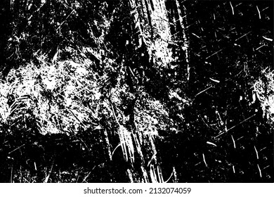 The texture is black and white. Worn surface. Grunge pattern of dust, dirt, scratches, chips