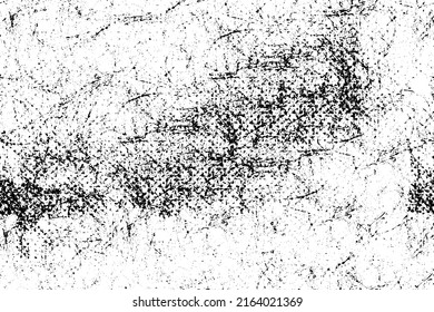 The texture is black and white. Worn surface. Grunge pattern of dust, dirt, scratches, chips