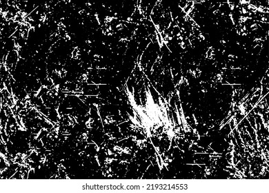 The texture is black and white. Worn surface. Grunge pattern of dust, dirt, scratches, chips