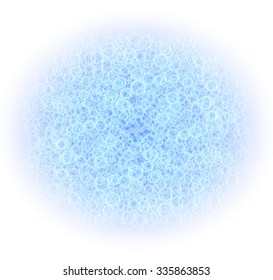 Texture of blue bubbles, vector background, drops, snow, soap, bokeh.
