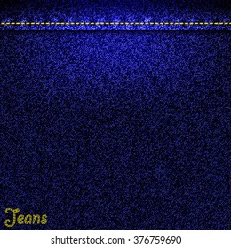 Texture of blue jeans fabric as background. Vector EPS10