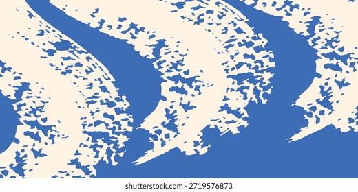 Texture blue spiral brush stroke with spray texture. Hand drawn distress damaged edge design