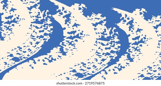 Textura azul espiral pincel traçado com textura de spray. Projeto de borda danificada angústia desenhada à mão
