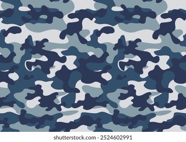 
texture blue vector camouflage pattern, seamless marine background, modern classic print