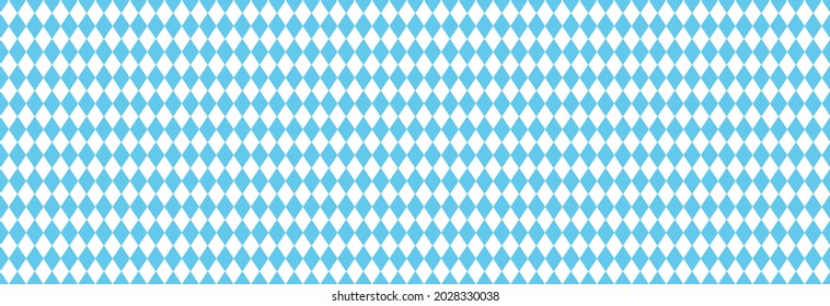  Textura con rhombus azul y blanco. Banner sin costura para tela de Bayern. Vector Oktoberfest patrón bávaro. 