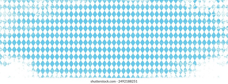 Texture with blue and white rhombus. Seamless banner for Bayern fabric. Vector Oktoberfest Bavarian pattern. 