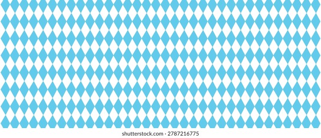 Texture with blue and white rhombus. Seamless banner for Bayern fabric. Vector Oktoberfest Bavarian pattern. 