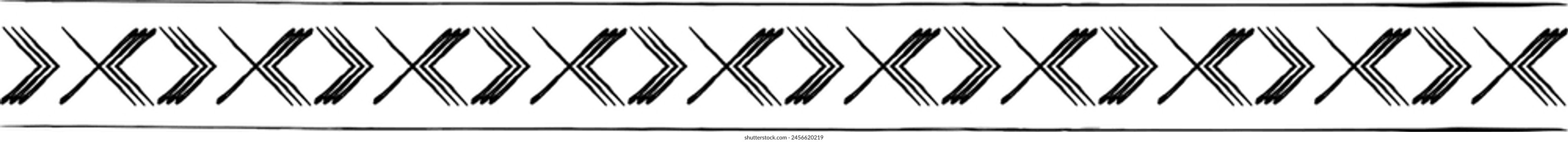 Texture border abstract frame divider, horizontal line vector shape icon for decorative vintage doodle element for design in vector illustration