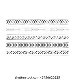 Texture border abstract frame divider, horizontal line vector shape icon for decorative vintage doodle element for design in vector illustration