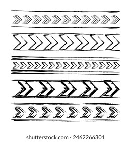 Texture border abstract frame divider, horizontal line vector shape icon for decorative vintage doodle element for design in vector illustration