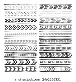 Texture border abstract frame divider, horizontal line vector shape icon for decorative vintage doodle element for design in vector illustration