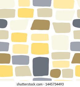 Texture of a brick wall. Pebbles seamless pattern. Hand drawn stone wallpaper. Vector illustration