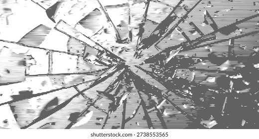 Texture of broken glass. Cracks on transparent window isolated on white background. Lines destroyed by vandals showcases