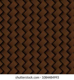 Texture brown leather weaving seamless pattern. Vector background.